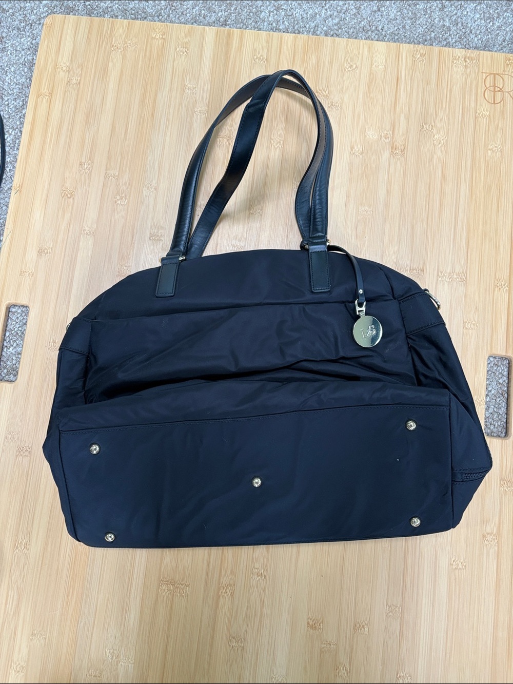 Lo & Sons Black Nylon Tote with Leather Handles